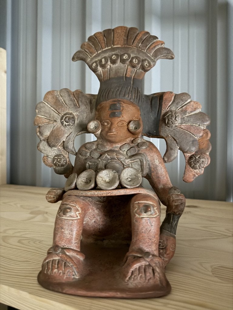 Groot vintage terracotta Maya/Azteeks beeld Mexico ca. 1975, Ophalen, Gebruikt, Religie