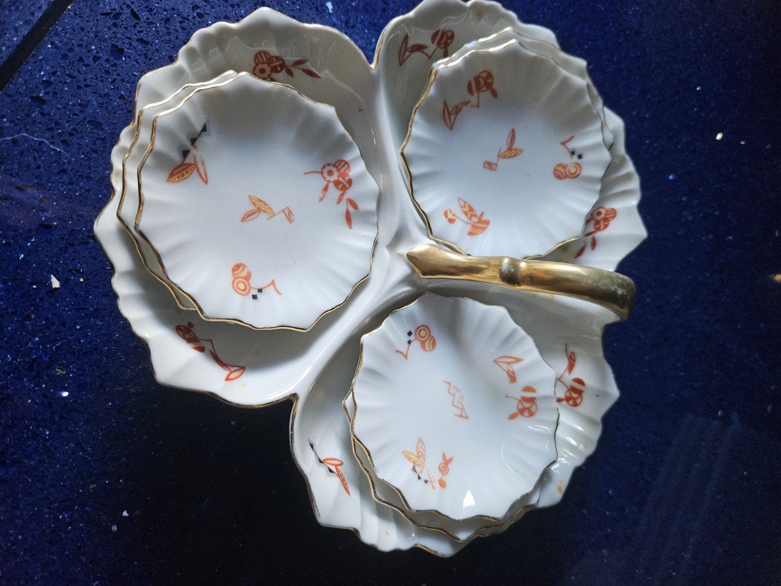 Vintage porseleinen bonbonschaal met 6 kleine schaaltjes, Ophalen