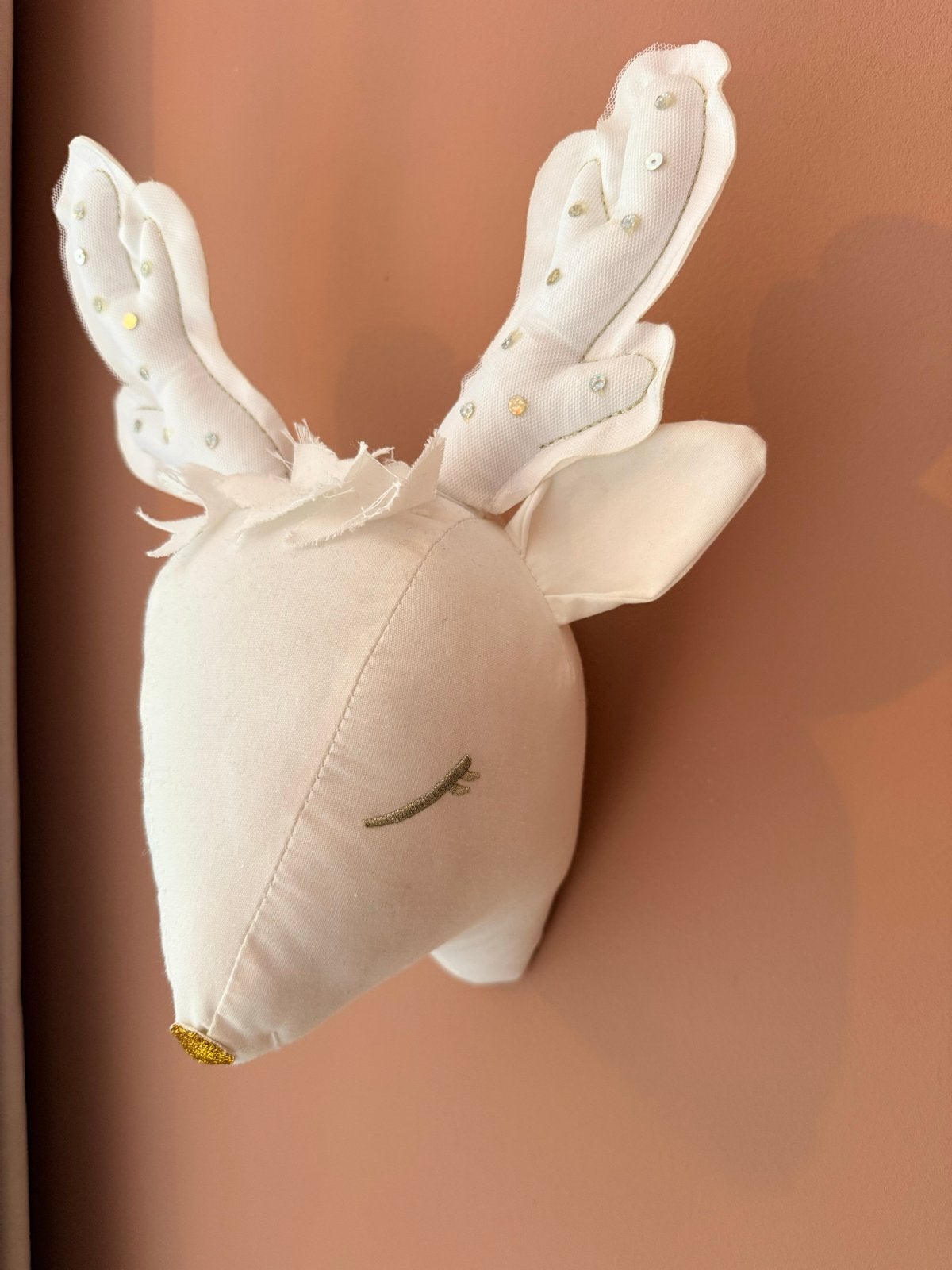 Schattige Witte eenhoorn Hertenkop voor Kinderkamerdecoratie, Ophalen of Verzenden, Zo goed als nieuw, Modern, Wit