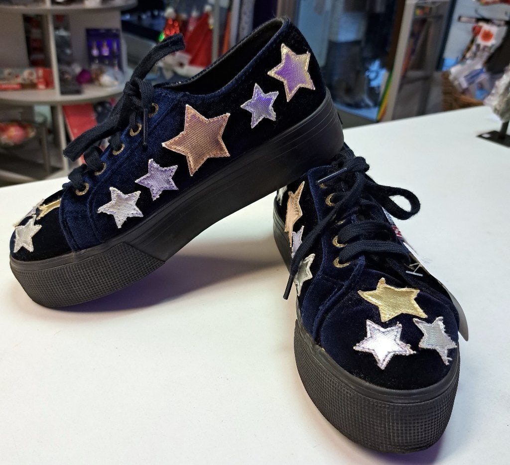 Superga plateau blauw velvet sneakers met sterren 38 47849, Blauw, ., Ophalen of Verzenden, Superga