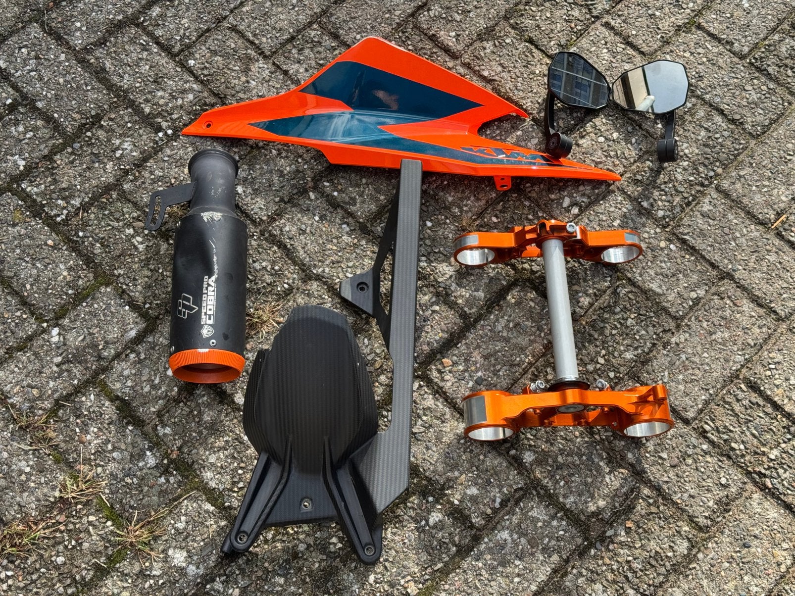 KTM Super Duke onderdelen lot - Kroonplaat & spiegels, Ophalen of Verzenden, Gebruikt