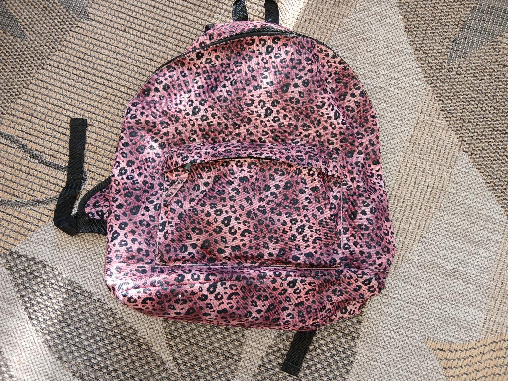 Roze rugzak luipaardprint, Ophalen of Verzenden, Gebruikt, Overige merken, 30 tot 45 cm