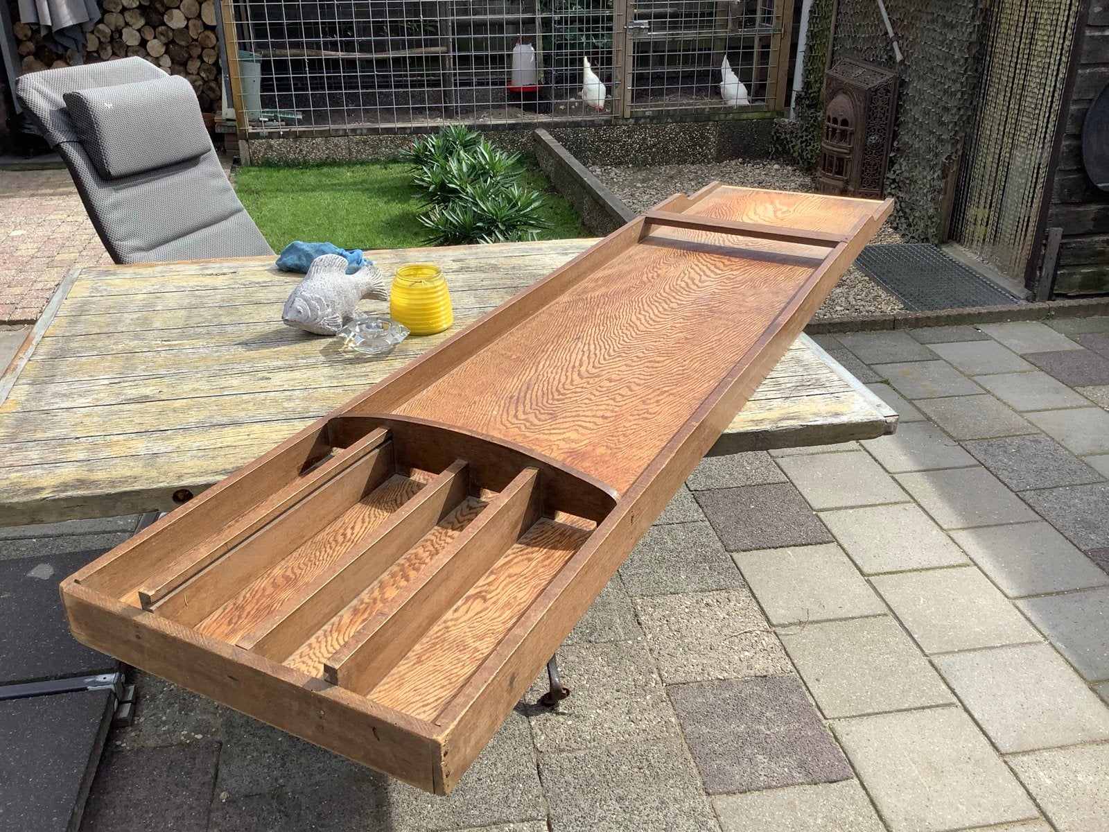 Vintage Sjoelbak H. Janse Rotterdam - Exclusief Sjoelstenen, Ophalen of Verzenden, Gebruikt