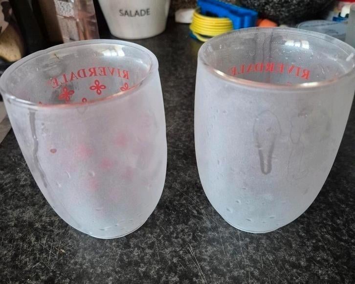 2 dubbelwandige glazen Riverdale, Ophalen of Verzenden, Zo goed als nieuw, Glas, Riverdale