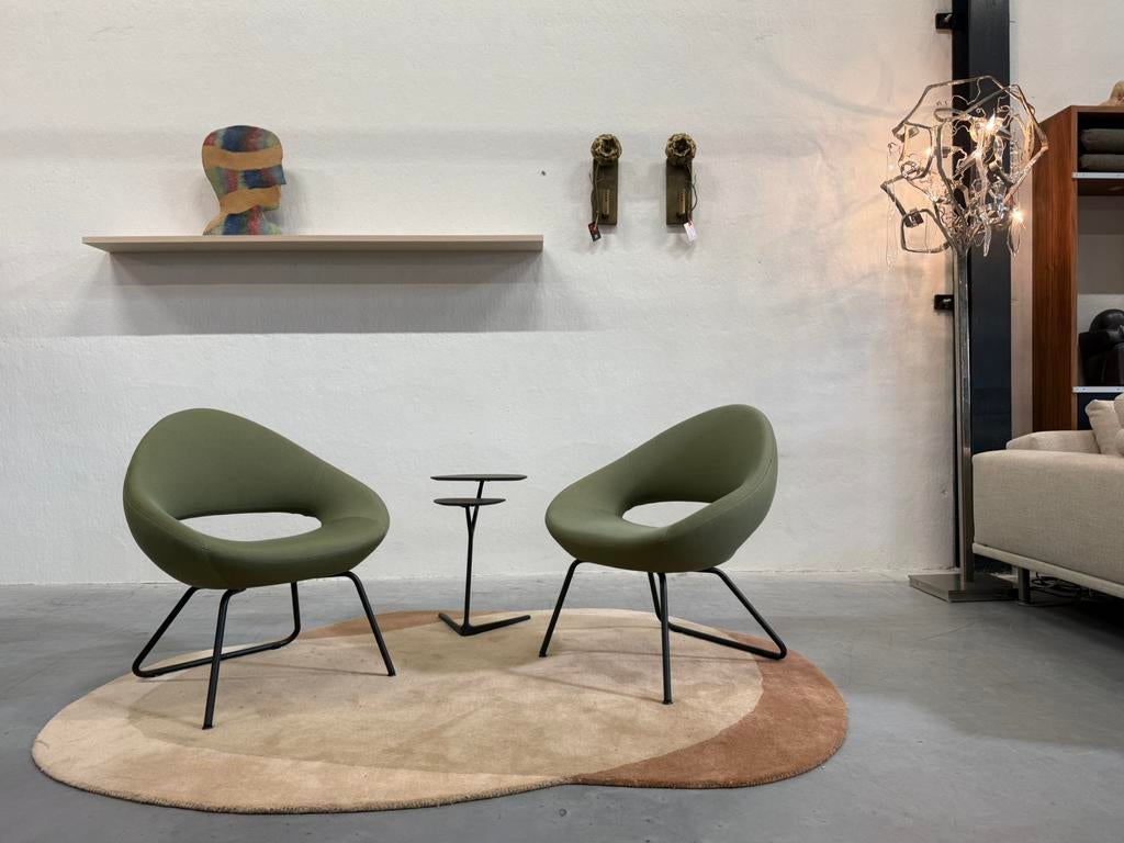 2 Nieuw Artifort Shark Lounge Fauteuils groen stof stoel