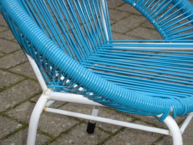Vintage Spaghetti Lounge-stoel Jaren 50/60 voor kind, Huis en Inrichting, Ophalen, Gebruikt, Blauw, Overige materialen