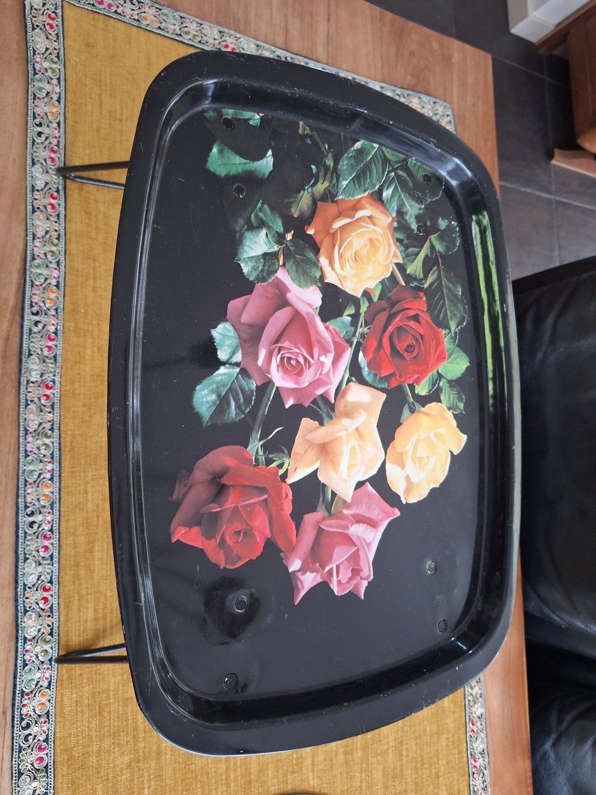 Vintage Worcester Ware dienblad met rozenmotief, Ophalen of Verzenden