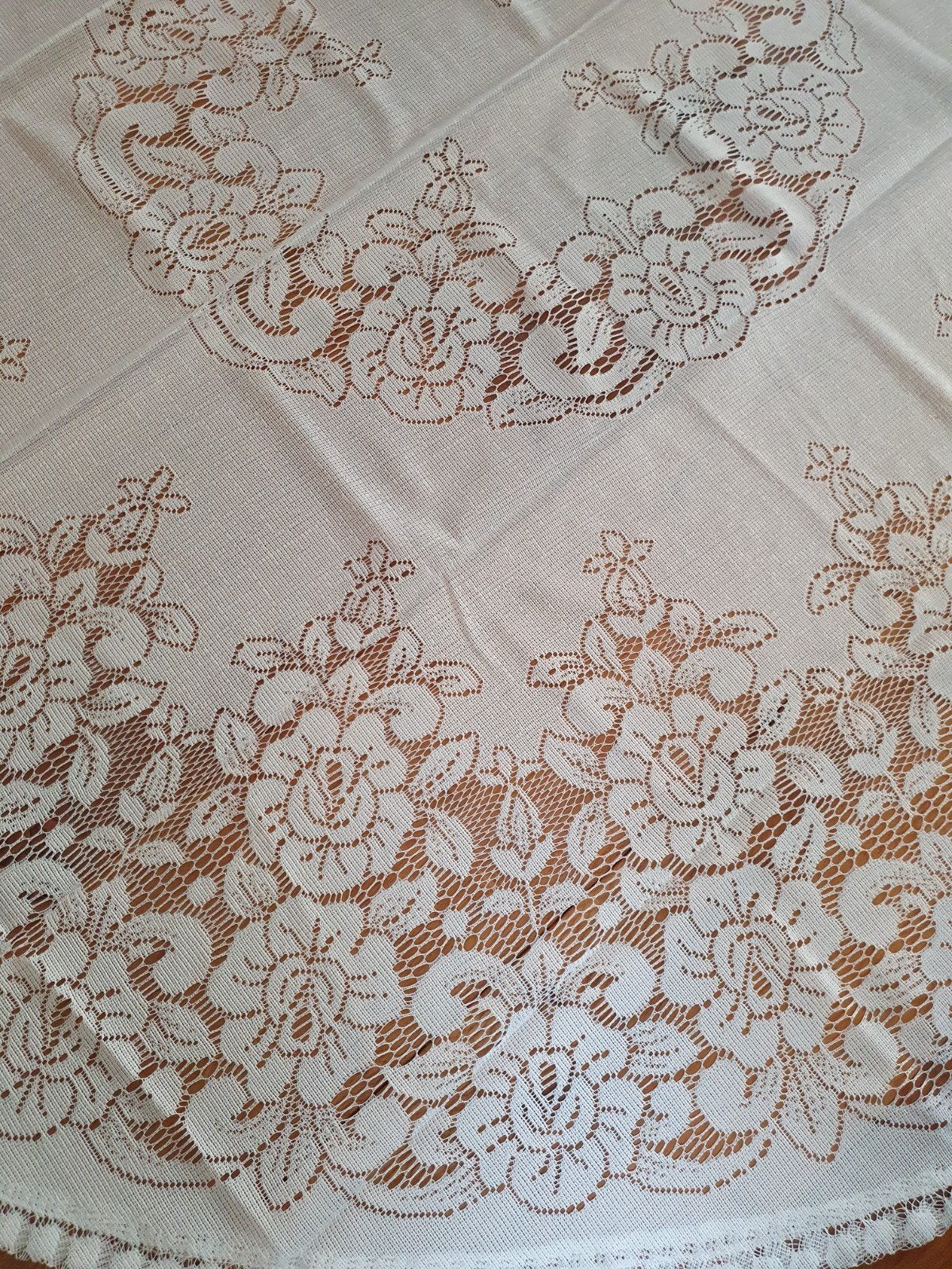 Romantisch kanten tafelkleed met rozenpatroon, 160 cm, Rond, Nieuw, Ophalen of Verzenden, Afwasbaar