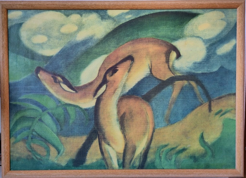 Reproductie Franz Marc: Rote Rehe II, Antiek en Kunst, Ophalen