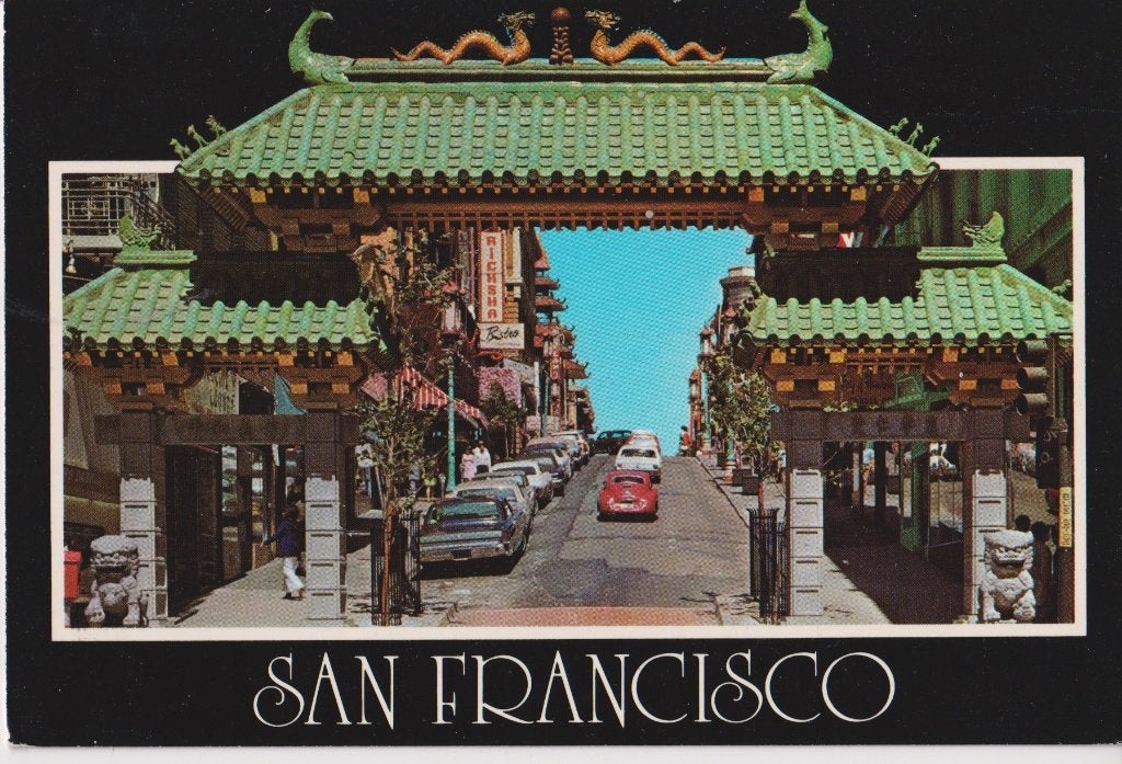 USA San Francisco met auto's, Porsche 356, Frod Mustang, Ophalen of Verzenden, 1960 tot 1980, Ongelopen, Buiten Europa
