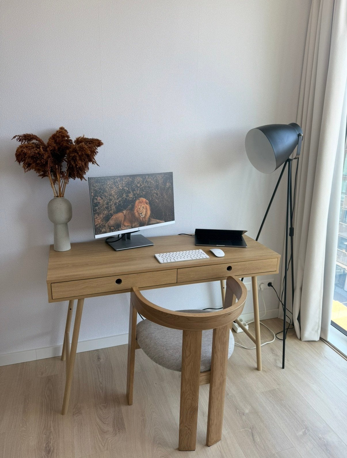 Bureau naturel eiken met 2 lades, Ophalen, Overige typen, 120 cm, Met lades