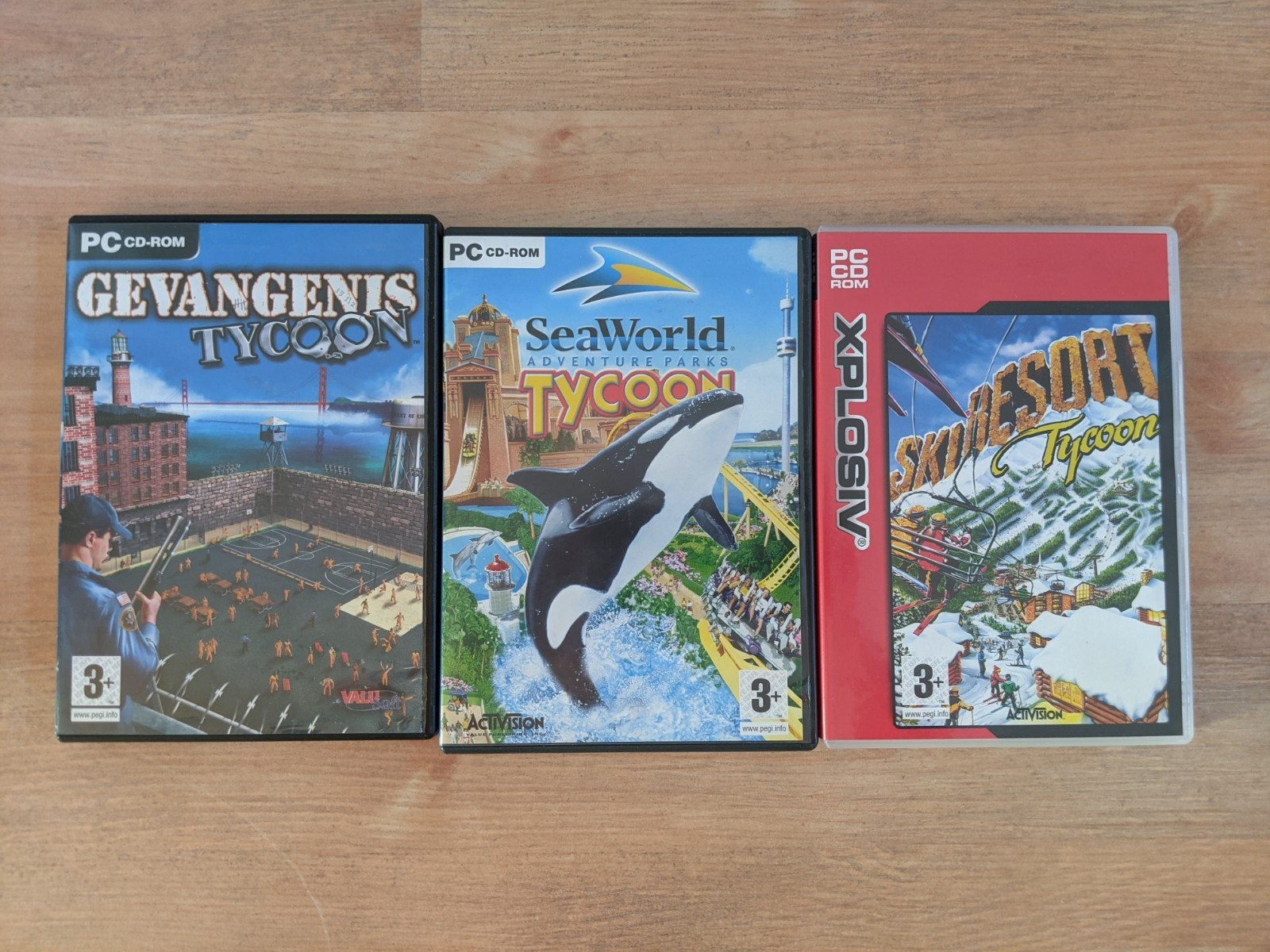 PC CD-ROM Tycoon Games: Gevangenis, SeaWorld, Ski Resort, Gebruikt, 1 speler, Ophalen of Verzenden, Vanaf 3 jaar