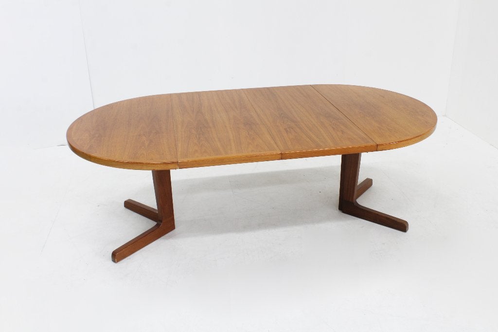 Vintage Deense ronde uitschuifbare eettafel tafel, Gebruikt, 200 cm of meer, Scandinavisch, Teakhout