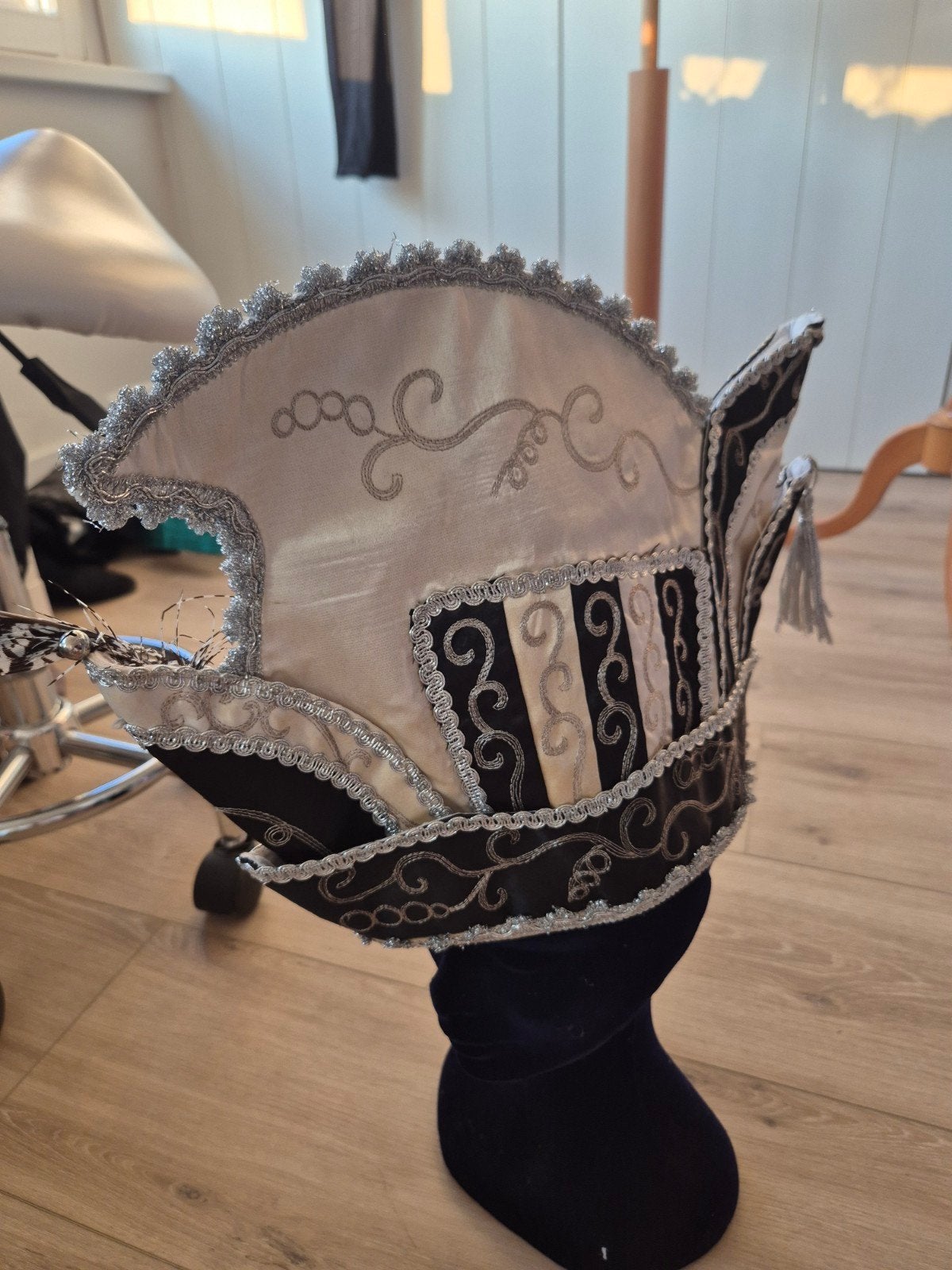 Vintage Steek Maat 63 - Zwart/Zilver, Carnaval, Maat 46/48 (XL) of groter, Ophalen of Verzenden, Accessoires