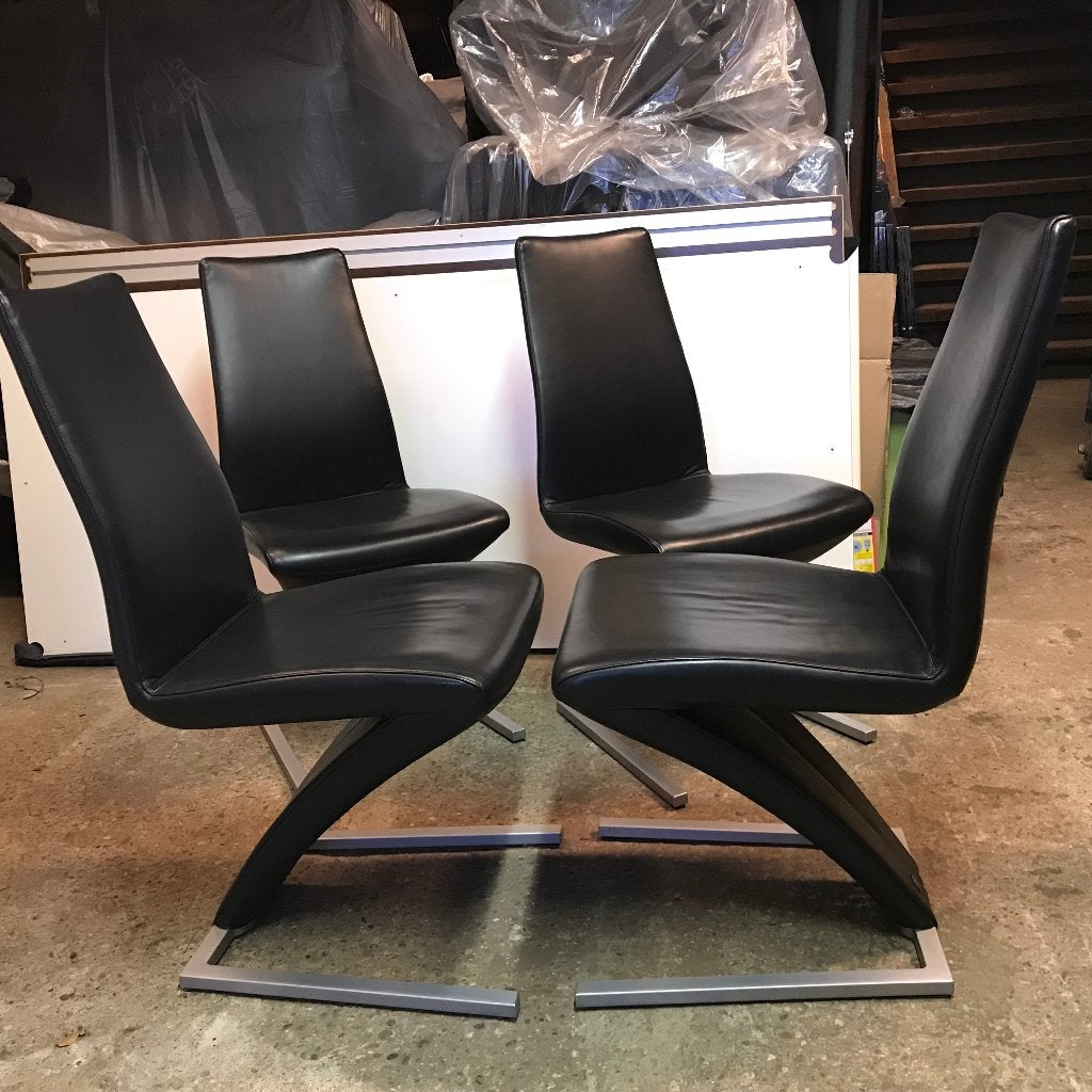 4 Rolf Benz 7800 design stoel modern leer zwart, Gebruikt, Zwart, Leer, Ophalen of Verzenden