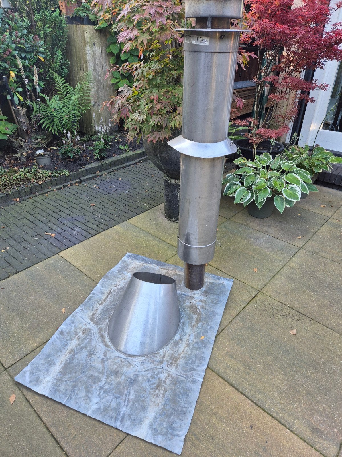 KACHELPIJP met dakdoorvoer, Ophalen, Rvs, Minder dan 2 meter, 80 mm of meer