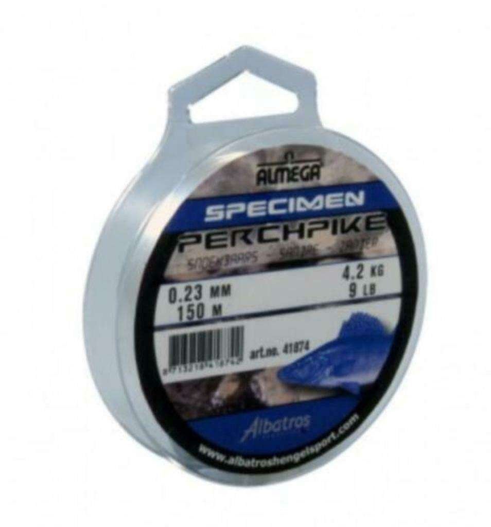 6 stuks Albatros Almega specimen baars nylon 0,18mm, Watersport en Boten, Ophalen of Verzenden, Nieuw, Vislijn