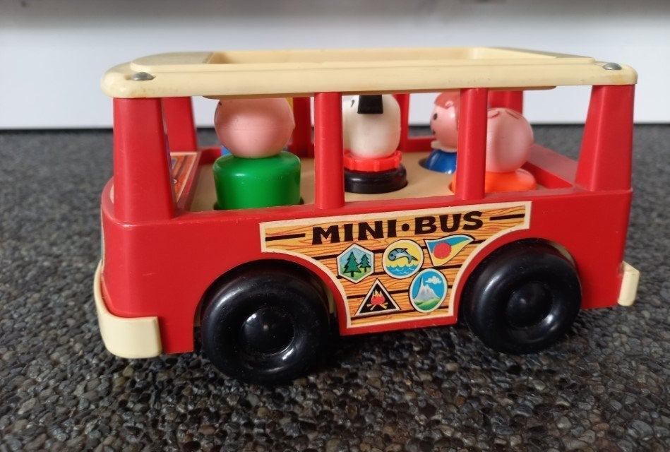 * Vintage Mini Bus Fisher Price 141 SET 1 compleet *, Ophalen of Verzenden, Gebruikt