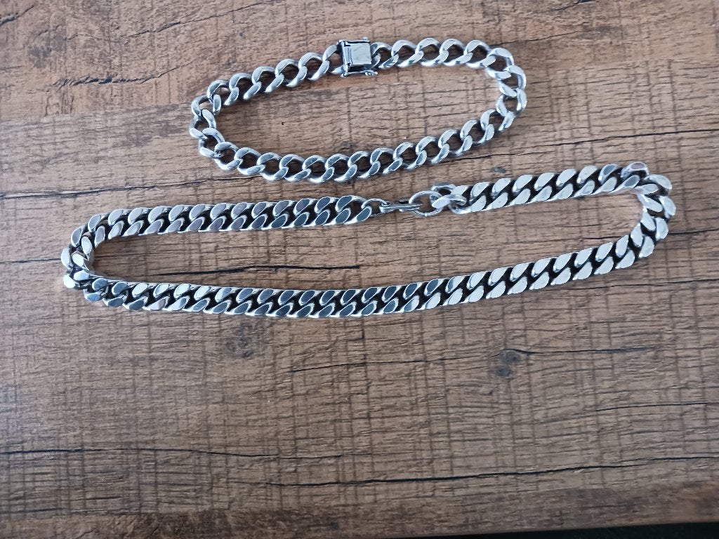 zilveren heren armband en ketting 925, Ophalen, Gebruikt, Zilver, Zilver