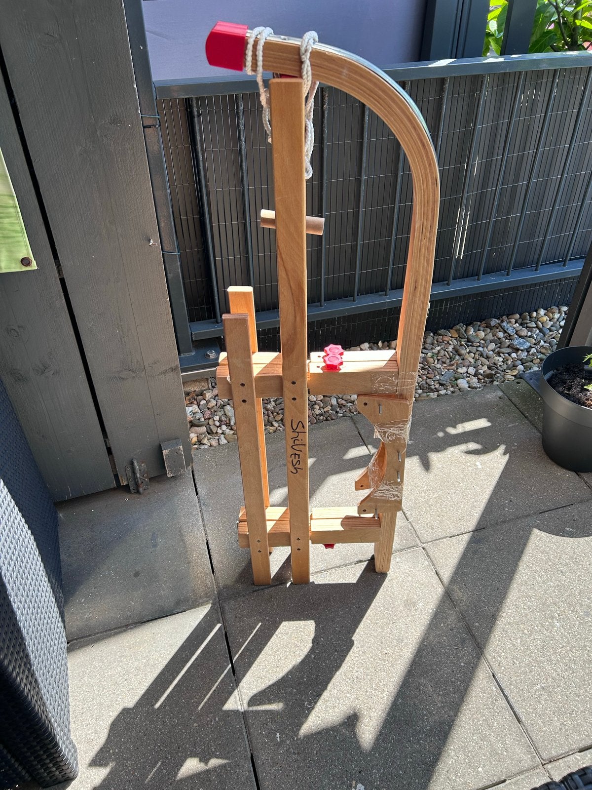 Houten slee - Zo goed als nieuw, Ophalen, Rugleuning, Zo goed als nieuw, Hout