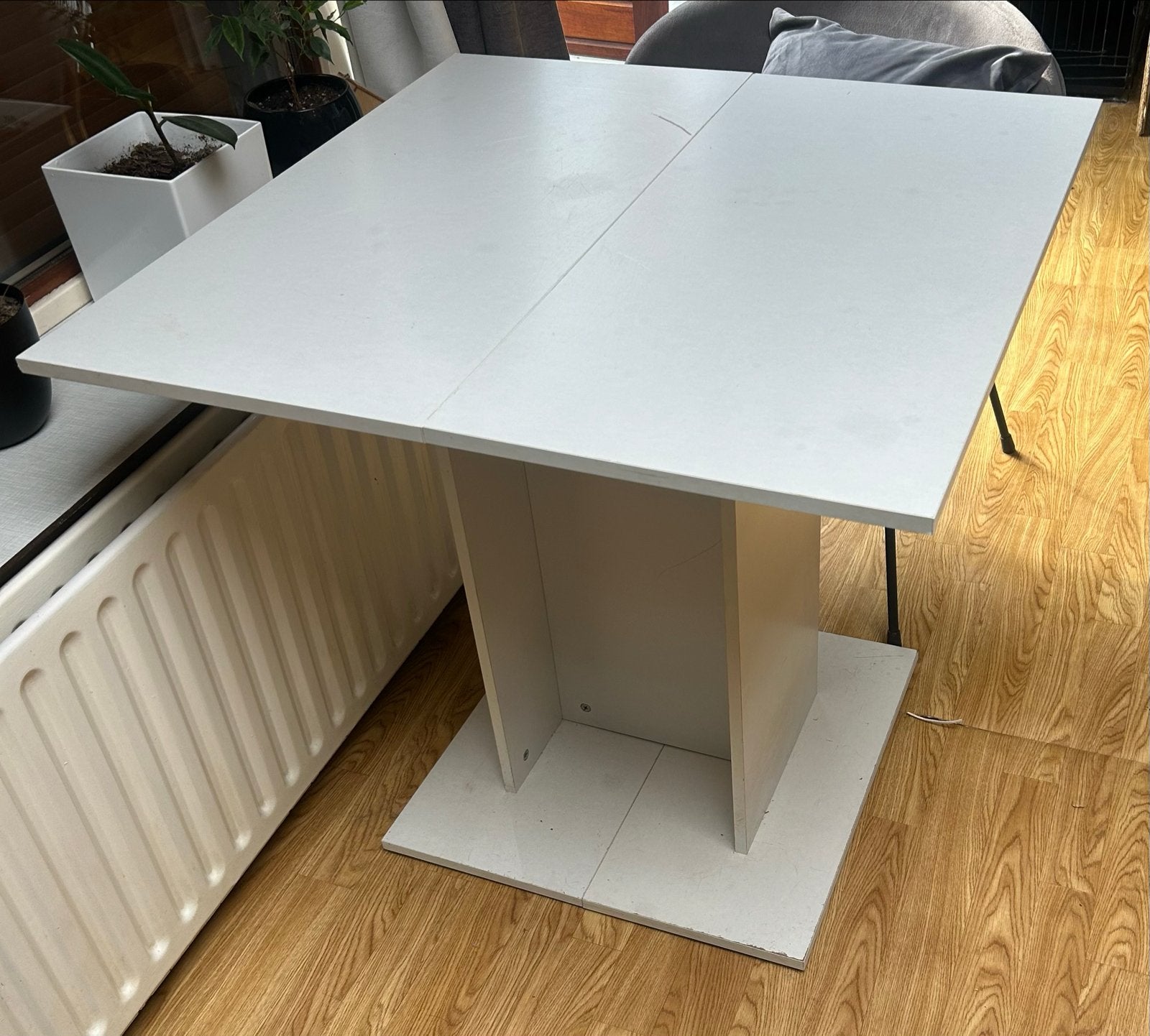 Witte vierkante eettafel - 80x80 cm, 76 cm hoog, Ophalen, Gebruikt, Vierkant, Tot twee personen