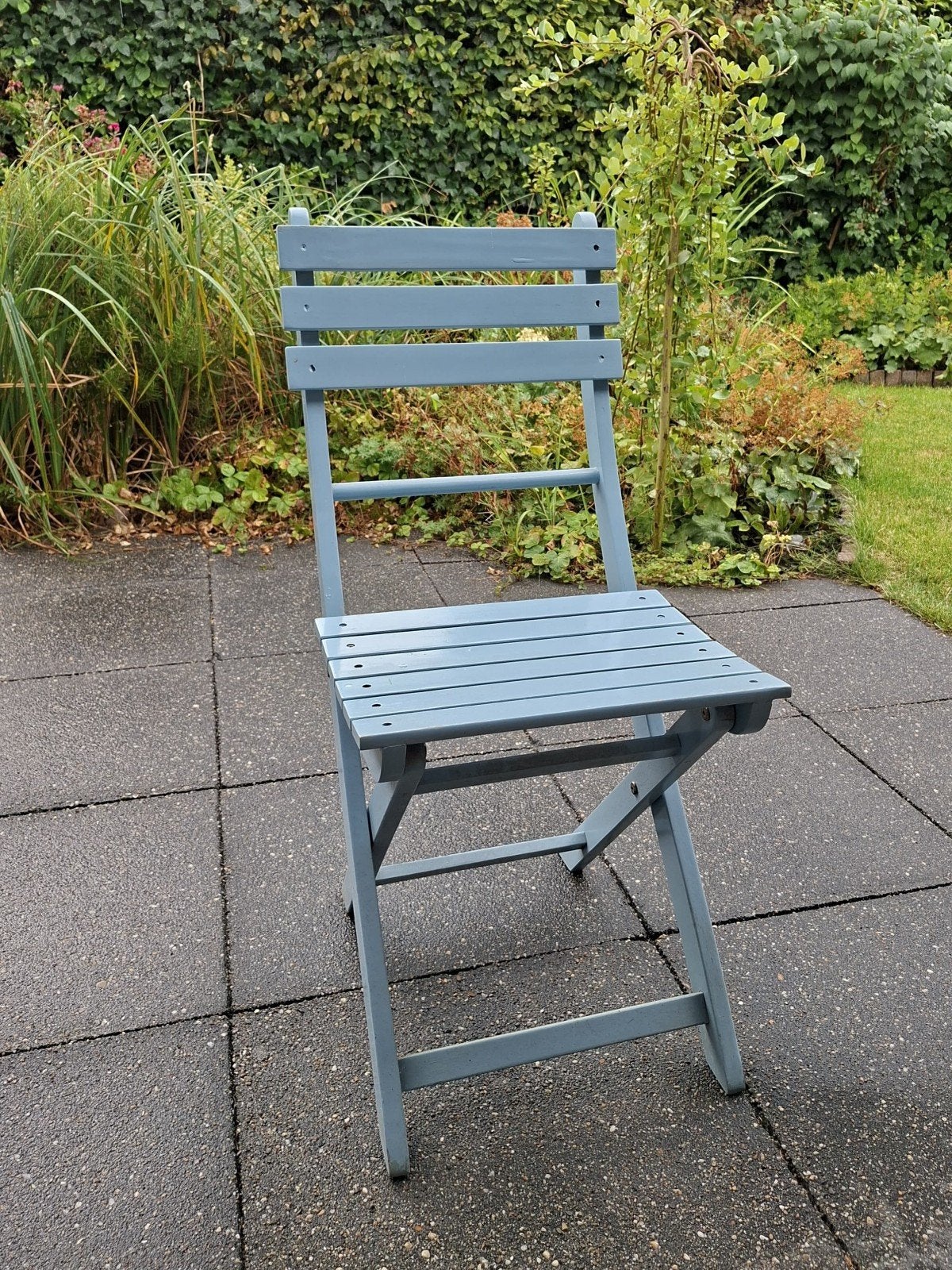 4 vintage inklapbare Franse bistrostoelen, Tuin en Terras, Tuinstoelen, Ophalen, Gebruikt, Hout, Inklapbaar