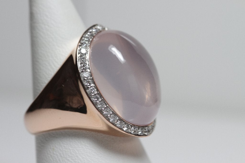 Roze gouden briljant ring met roze kwarts, Sieraden, Tassen en Uiterlijk, Ringen, Nieuw, Ophalen of Verzenden, 17 tot 18, Roze