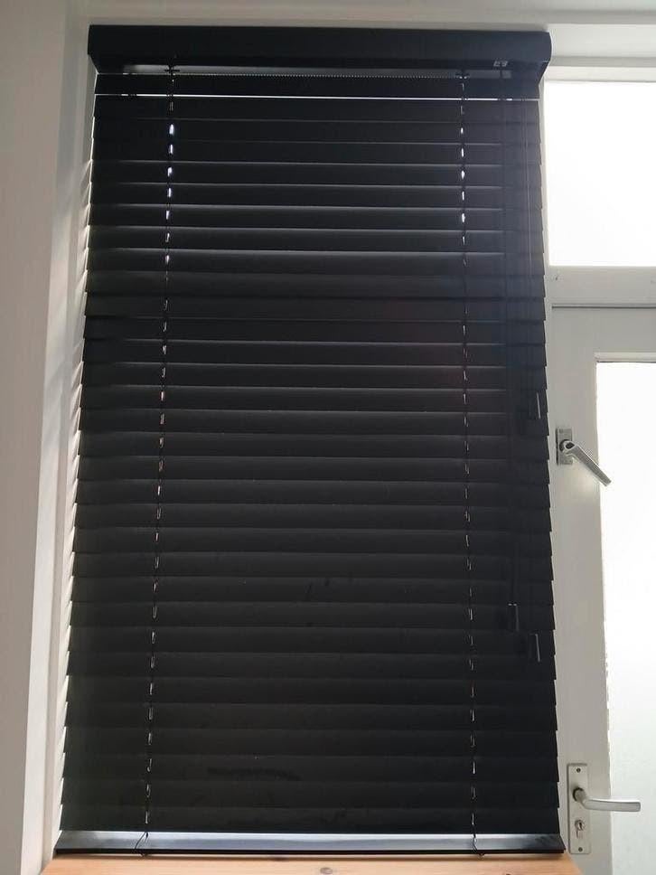Zwarte houten jaloezie - shutters 88x154cm, Ophalen, Zwart, 50 tot 100 cm, Zo goed als nieuw