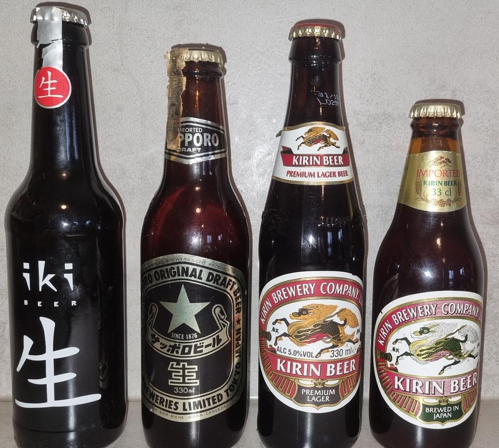 4 Japanse bieren in goede staat : Iki, Kirin & Sapporo, Ophalen of Verzenden, Zo goed als nieuw, Flesje(s), Overige merken
