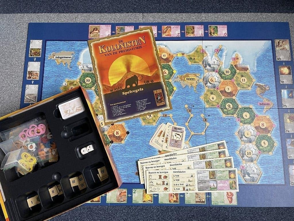 Bordspel Kolonisten van de Prehistorie, Hobby en Vrije tijd, Drie of vier spelers, Ophalen, Zo goed als nieuw, 999games