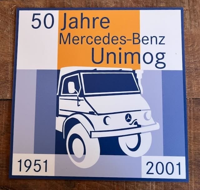 UNIMOG bordje 50  jaar 24 cm, Ophalen of Verzenden, Zo goed als nieuw, Auto's