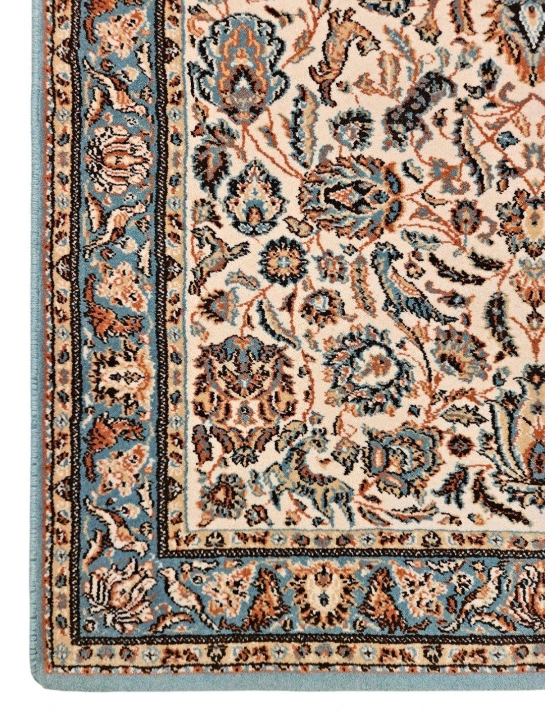 Vintage oosters wol Persia vloerkleed floral blue 83x157cm, Klassiek, Oosters, Traditioneel, Crème, Www.hypepopup.nl, Zo goed als nieuw