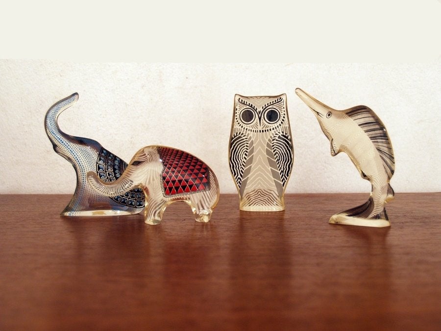 Abraham Palatnik lucite animals elephant swordfish owl, Antiek en Kunst, Kunst | Designobjecten, Ophalen of Verzenden, Gemerkt