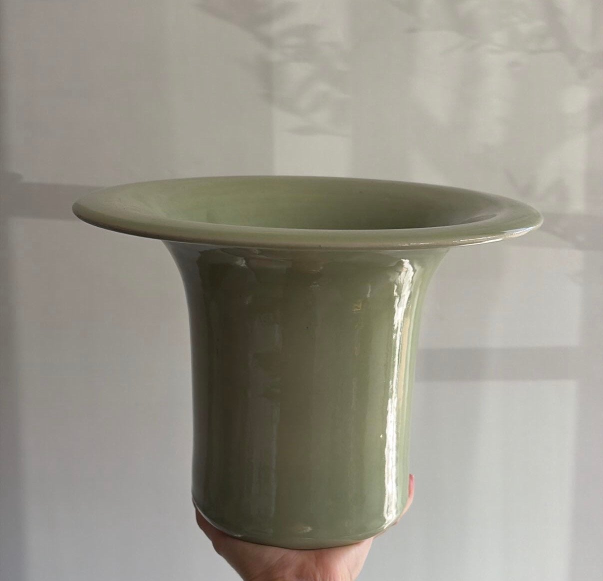 Vintage moderne vaas mintgroen, Ophalen of Verzenden, Gebruikt