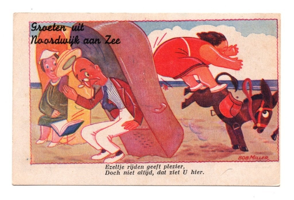 Oude Ansichtkaart Noordwijk aan Zee Humor Gelopen, Ophalen of Verzenden, 1940 tot 1960, Gelopen, Zuid-Holland