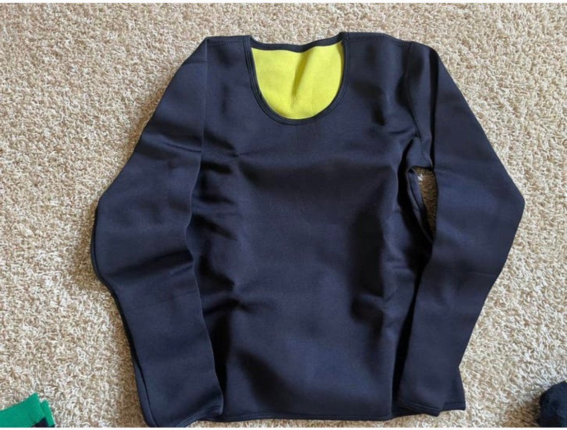 Sport/transpiratie top/shirt zwart neopreen mt. M/L (sauna), Maat 38/40 (M), Zwart, Overige typen, Ophalen of Verzenden