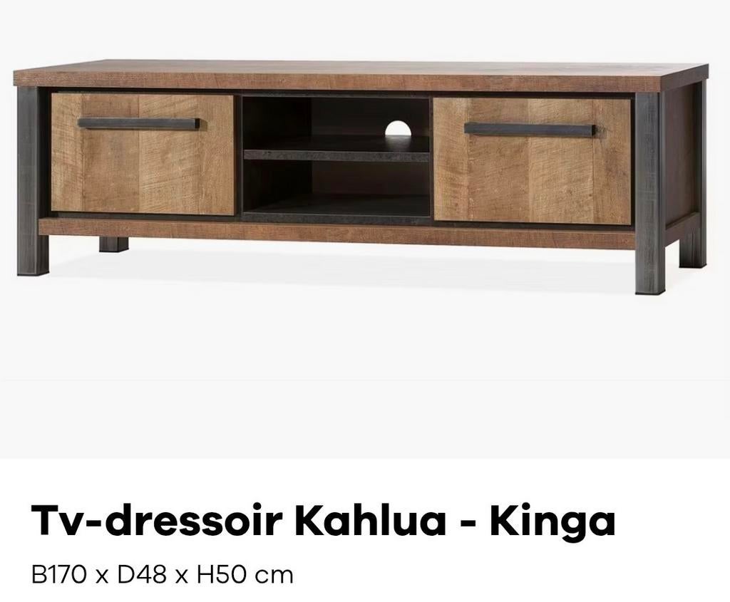 TV-meubel Kahlua - Kinga (B170 x D48 x H50 cm), Ophalen, 150 tot 200 cm, Zo goed als nieuw, Minder dan 100 cm