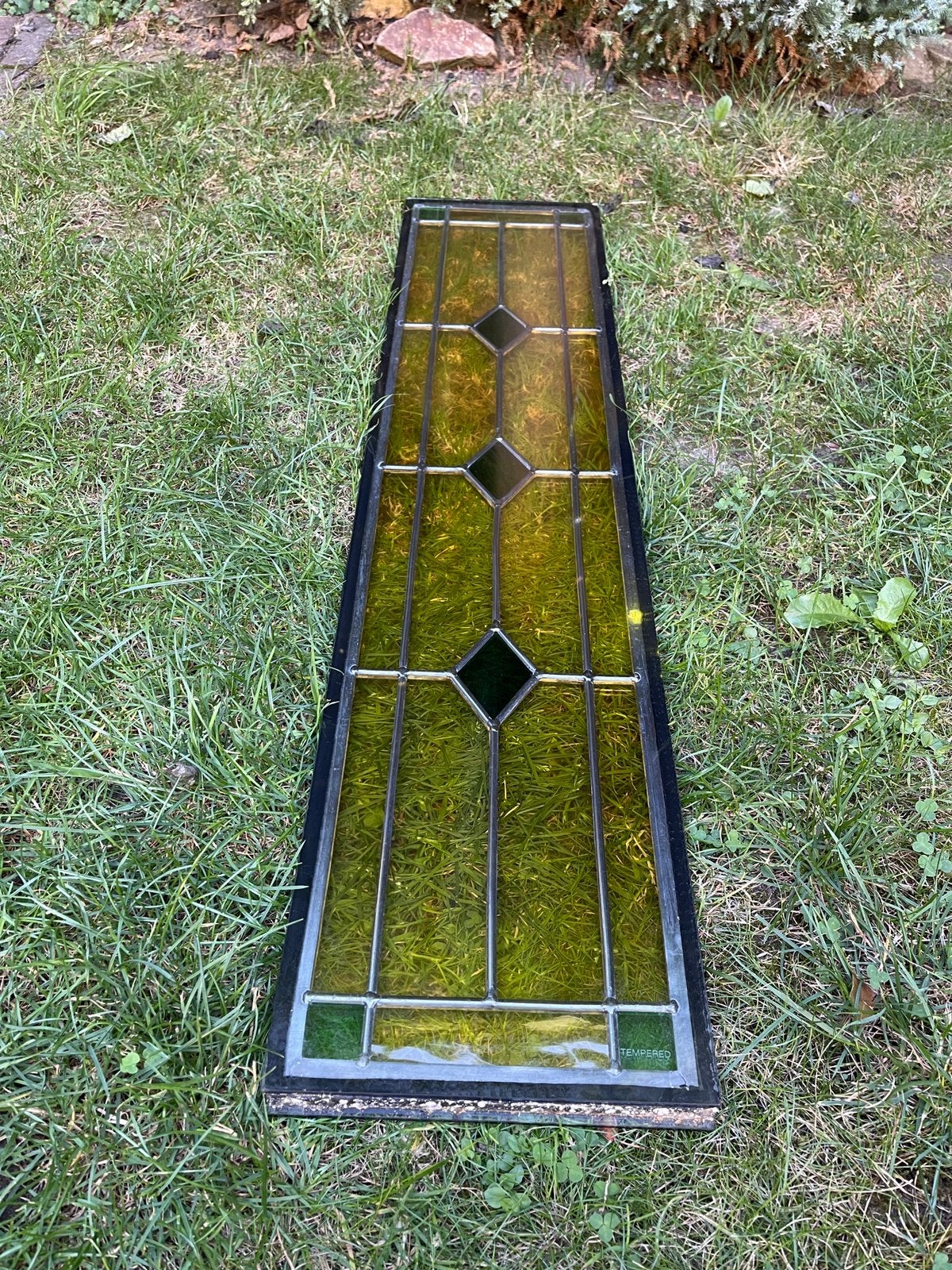 TEMPERED triple glas groen en geel gekleurd glas in lood, Doe-het-zelf en Verbouw, Glas en Ramen, Ophalen, Minder dan 80 cm, Glas in lood