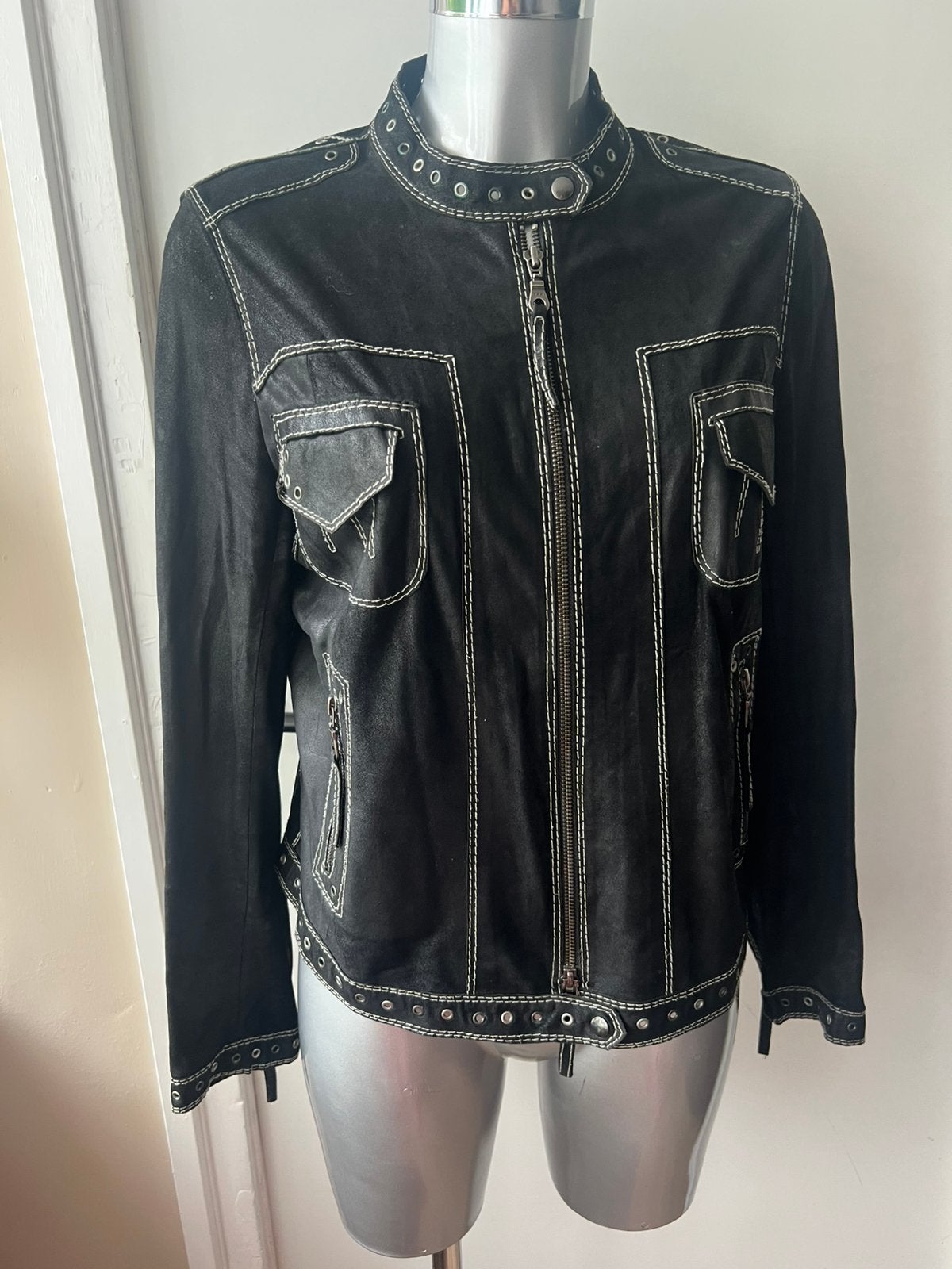 Marccain Vintage gaaf leren jasje maat N4 L 42, Zwart, Maat 42/44 (L), Ophalen of Verzenden, Jasje