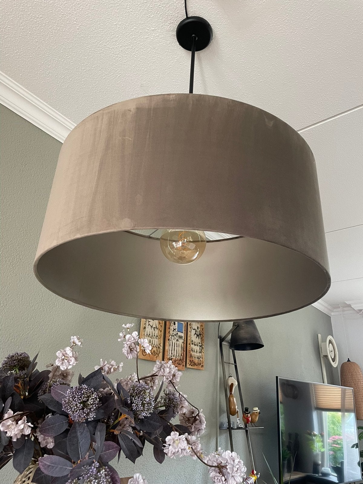 Sfeervolle(grote)hanglamp (olijf groen ), Huis en Inrichting, Ophalen, Gebruikt, E27 (groot)