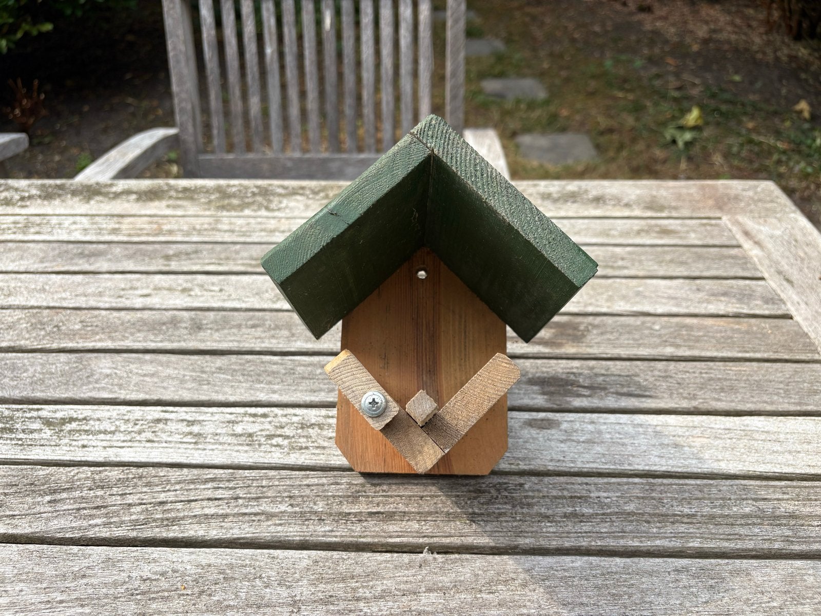 Houten vogelhuisje met groen dakje - FSC gecertificeerd, Ophalen of Verzenden, Gebruikt