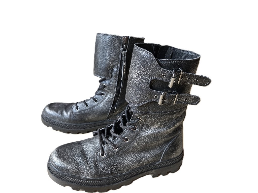 Leren Palladium laarzen met zilvercoating 40, Kleding | Dames, Verzenden, Zwart, Lage of Enkellaarzen, Palladium