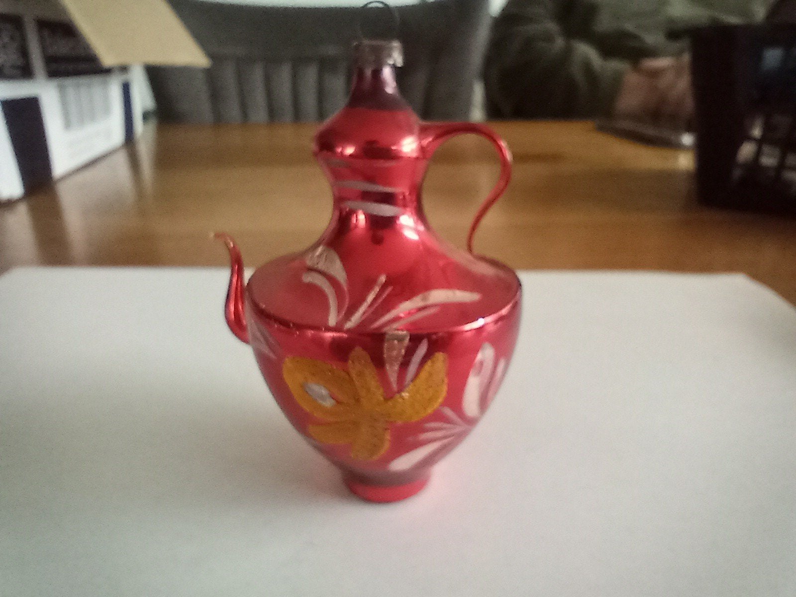 antieke glazen rode kerstbal theepot, Diversen, Ophalen