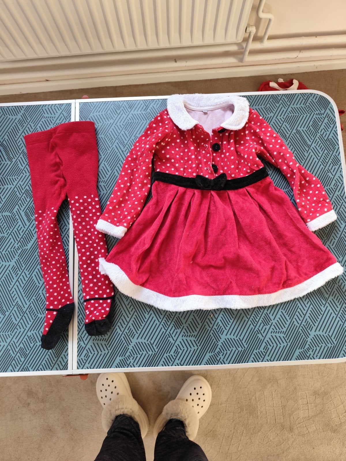 Velours Kerstjurk met Maillot - Maat 86/92, Ophalen of Verzenden, Zo goed als nieuw, Meisje
