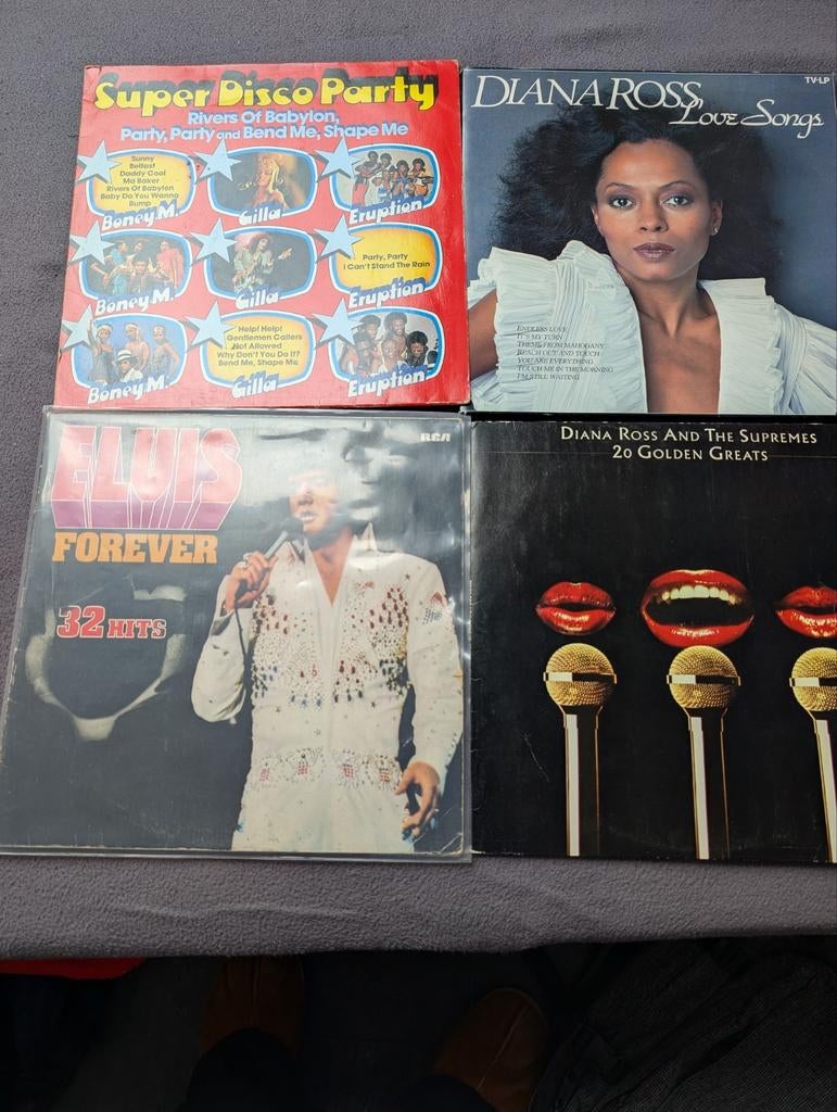 Vier vinylplaten: Super Disco Party, Diana Ross, Elvis, Cd's en Dvd's, Ophalen of Verzenden