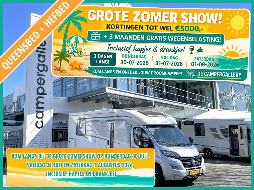 Hymer T 698 CL CAMPER QUEENSBED+HEFBED EURO6 XXL GARAGE, Fiat, 7 tot 8 meter, Bedrijf, Hymer