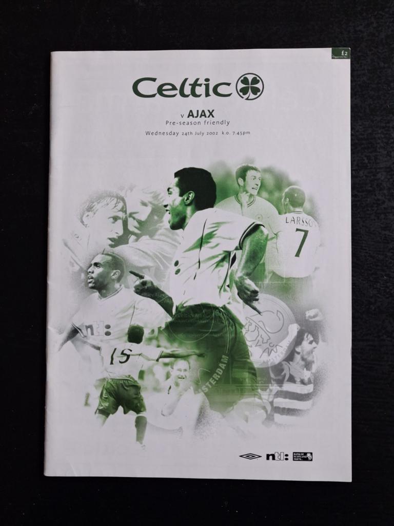 Programma Celtic - Ajax friendly 24-07-2002, Verzamelen, Ophalen of Verzenden, Zo goed als nieuw, Ajax, Boek of Tijdschrift