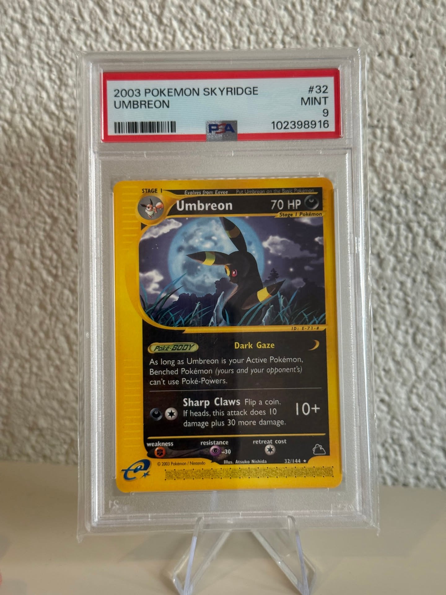 Pokemon | Umbreon | PSA 9 | 32/144 | 102398916, Ophalen of Verzenden, Zo goed als nieuw, Losse kaart
