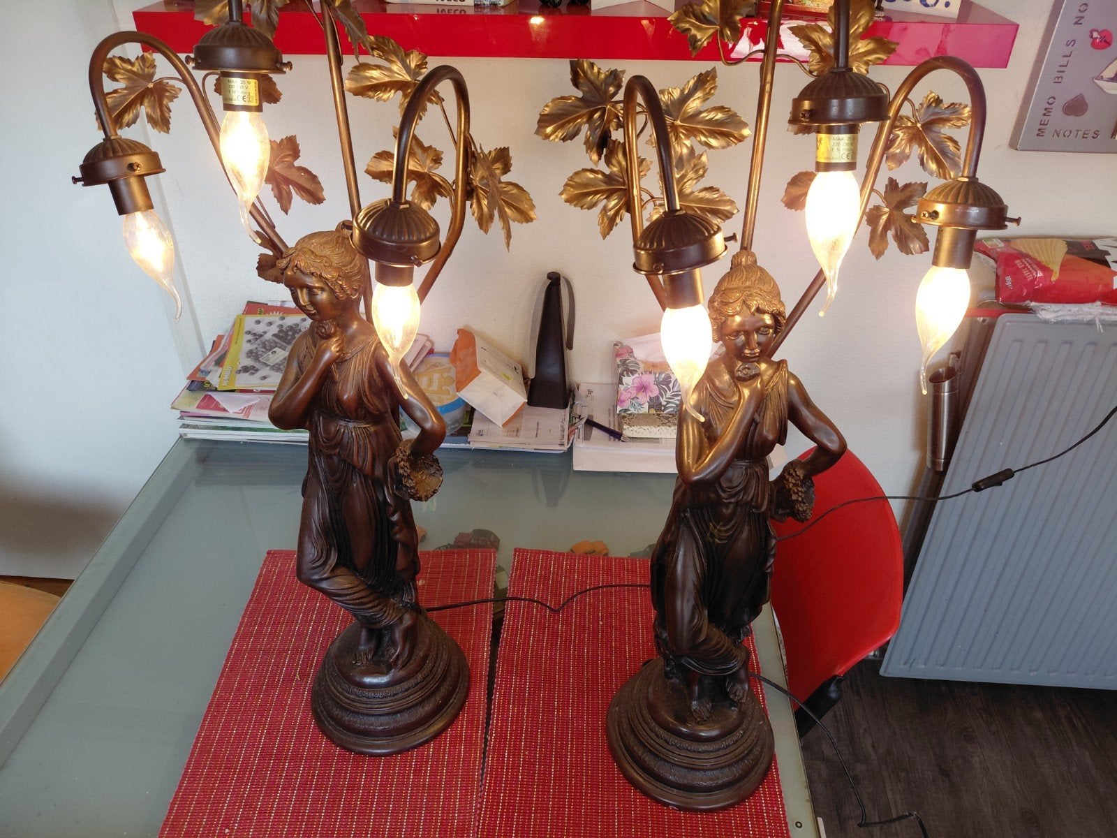 Set van 2 Art Noveau tafellampen met klassieke figuren, Ophalen