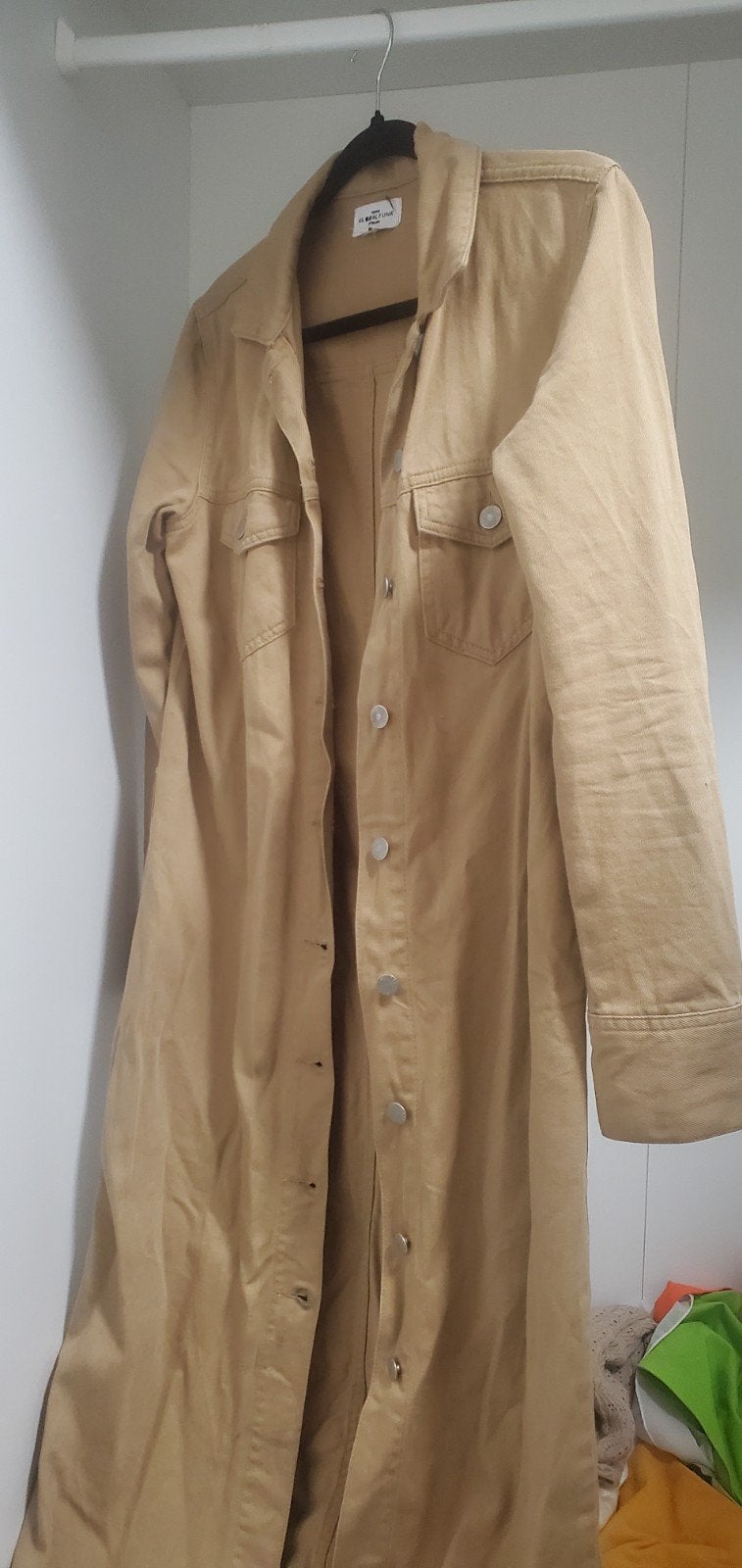 Global Funk Denim Jurk/Jas - Maat S, Kleding | Dames, Global Funk, Beige, Ophalen of Verzenden, Zo goed als nieuw